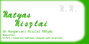 matyas miszlai business card