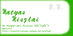 matyas miszlai business card